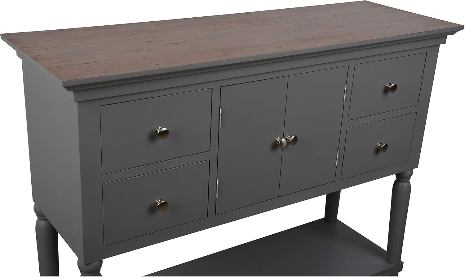 Decor Therapy Taylor Four Drawer Console Table, Gray, 42 in x 14 in x 32 in