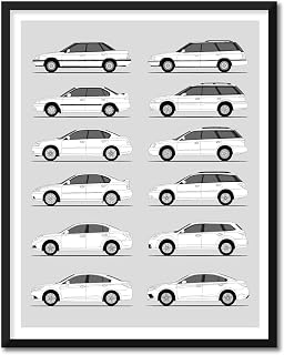 Subaru Legacy Inspired Poster Print Wall Art Handmade Decor of Subaru Legacy Generations History Evolution 16x20" (Unframed) Metallic Print