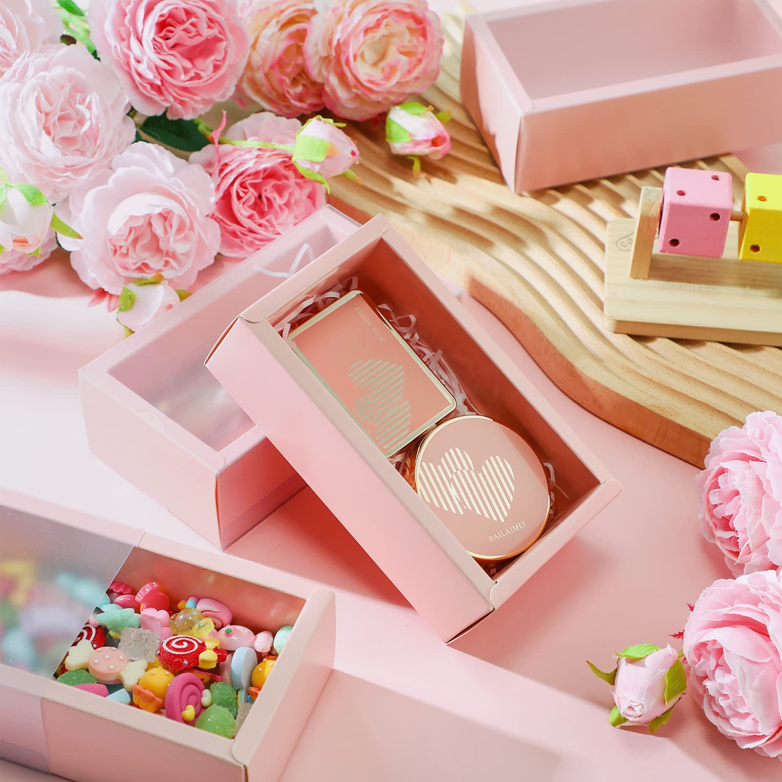 10/20Pcs Kraft Paper Drawer Gift Boxes With PVC Window Small Cardboard Boxes For Soap Candy Party Favors Present Packaging Boxes - 15 - View #13