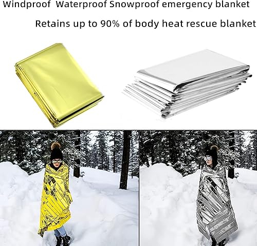 Miniatura 4 de Mantas térmicas de Mylar de emergencia, manta espacial de lámina dorada plateada, kit de supervivencia para exteriores, campamento, senderismo,
