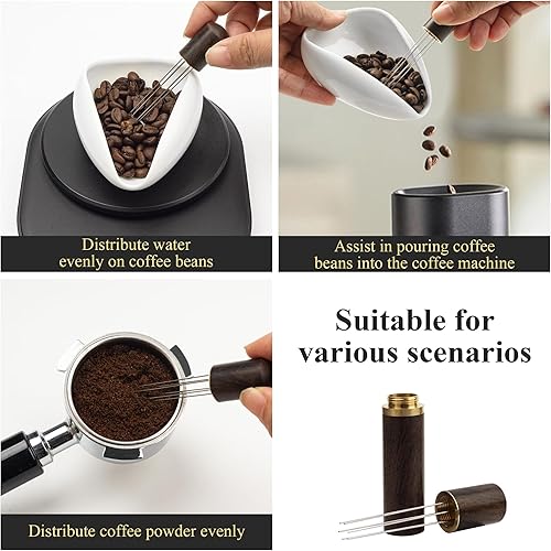 Miniatura 8 de Botella de spray de taza dosificadora de granos de café y juego de herramientas WDT, herramienta RDT, kit de bandeja dosificadora de cerámica (hasta