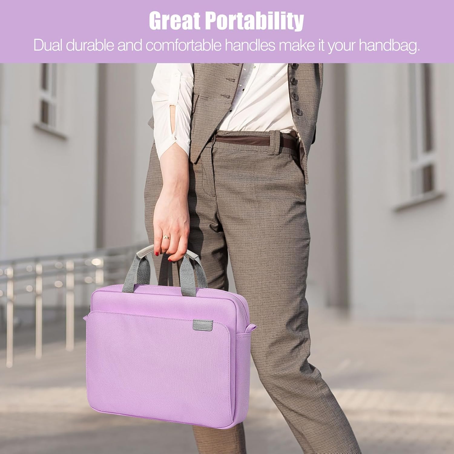 MoKo 9-11 Inch Tablet Sleeve Case, Protective Handle Shoulder Bag Fits 11inch iPad Air M3, iPad A16 2025, 10/9/8/7th 10.2, iPadPro 11, Tab S8/S9 11", Surface Go 2/3 10.5, Purple - Image 2