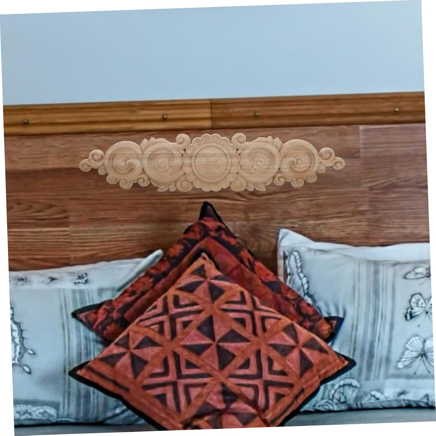 1pc Carved Applique Decorative Furniture Decal for Cabinet Elegant Wood Onlay Decor Carving Design DIY Light Finish for Home Aesthetic