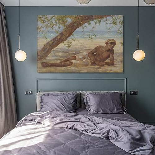 Miniatura 8 de Henry Scott Tuke - Póster de Samuel bajo un árbol, Jamaica, pintura decorativa, lienzo para pared, para sala de estar, dormitorio, 12 x 18 pulgadas
