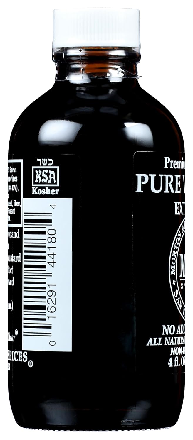 Morton & Bassett Pure Vanilla Extract, 4 fl oz – No Artificial Additives, Non-GMO, Rich & Smooth Flavor for Baking, Desserts & Beverages