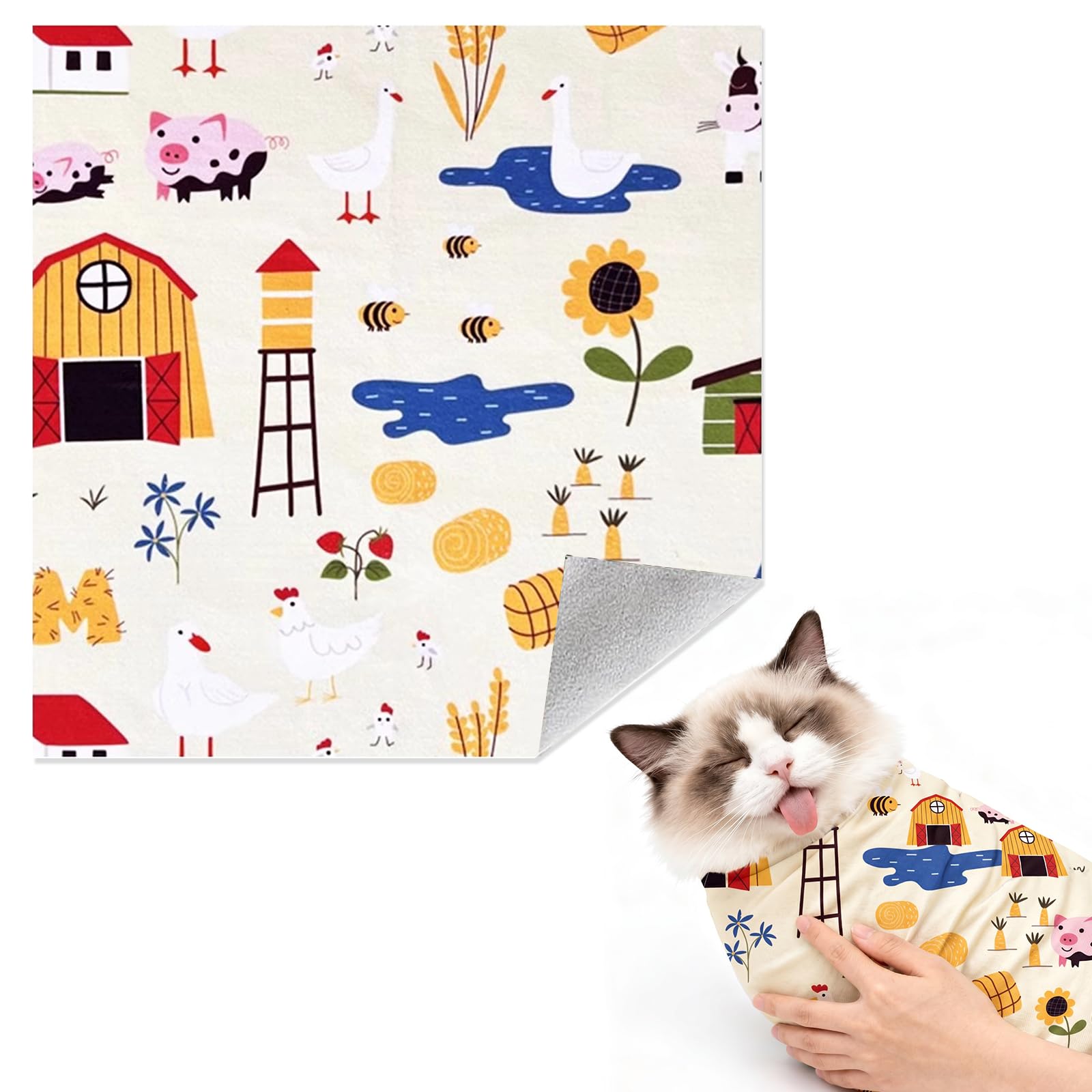 Cat Grooming Wrap, ściereczka do pielęgnacji kotów, samoprzylepna, 70 x 70 cm, odporna na ugryzienia i zarysowania, do przycinania pazurów, wiązania dla kotów, do pielęgnacji paznokci uspokajających