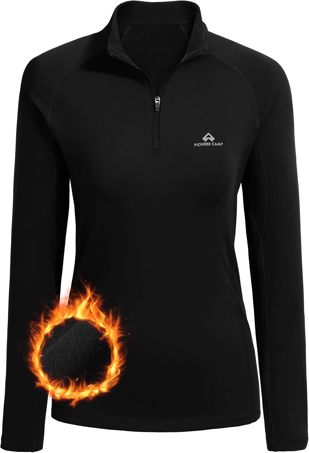 Pioneer Camp Women's Quarter Zip Pullover Long Sleeve Thermal Fleece Lining Lightweight Athletic Tops for Running Golf