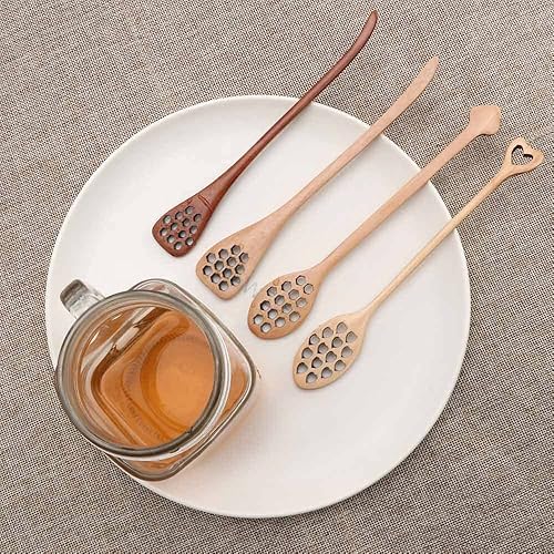 Miniatura 7 de 14 cucharas de madera de miel, palitos de miel de madera, cuchara de café (4 unidadesjuego)