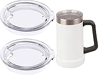 2PCs Cup Lids Compatible with Stanley 24oz Stainless Steel Beer Steins Beer Mugs, Clear Replacement Cup Lids with Sealing Silicone Ring, Drinking Glasses Lids, Cup Covers (Mugs NOT Included)