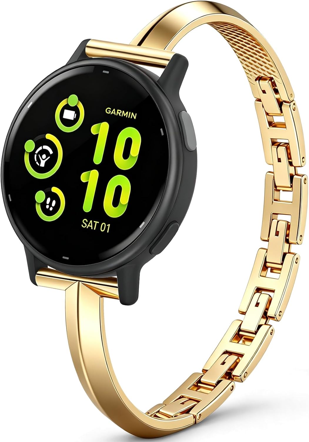 HSWAI Thin Metal Strap Compatible with Garmin Vivoactive 6 Watch Bands/Vivoactive 5/3/3 Music, 20mm Slim Dressy Stainless Steel Bracelet for Approach S50 S44 S42 S40/Venu Sq 2/Forerunner 165/55