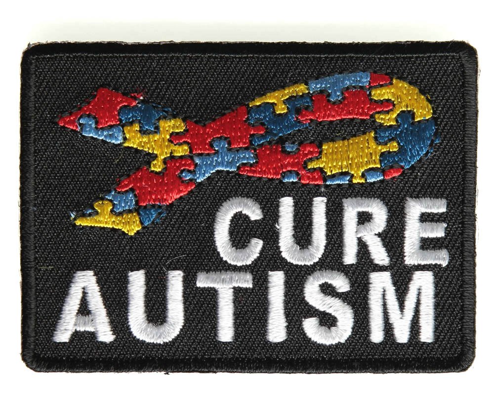 Cure Autism Puzzle Pieces Ribbon Patch - By Ivamis Trading - 2.75x2 inch