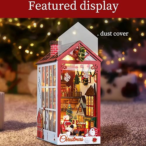 Miniatura 2 de Spilay Casa de muñecas en miniatura con muebles, manualidades de madera, casa de muñecas, mini kit de Navidad hecho a mano, escala 124, idea