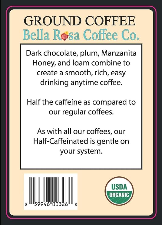 Organic Half-Caff, 12 oz. Fresh Ground Coffee, Medium Roast