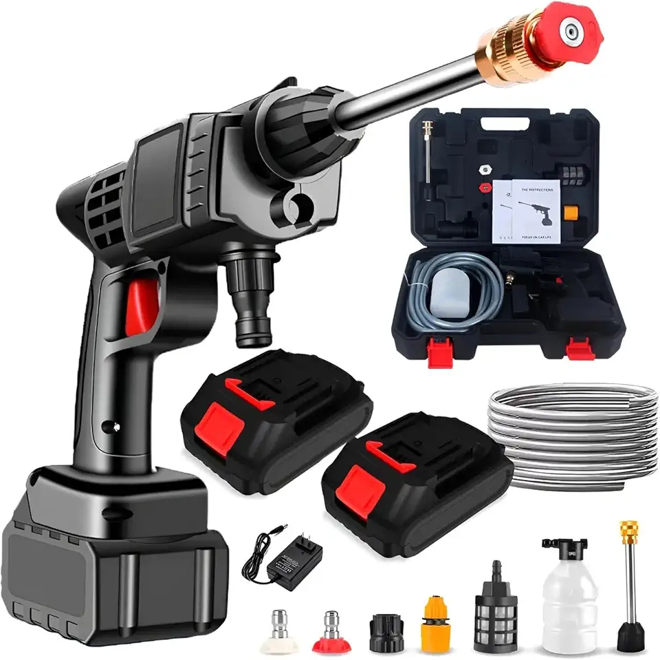 Lavadora de Alta Pressão Portátil Recarregável – Sem Fio, Bivolt – Vap Multiuso para Carros, Calçadas, Jardim e Limpeza Externa com Jato Forte e Alta Mobilidade- 2 BATERIAS