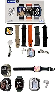 ساعة ذكية WS-X19 الترا 3 مع سماعات 5+2، نظام تحديد المواقع GPS بالذكاء الاصطناعي ومكالمات وتتبع لياقة بدنية وشحن لاسلكي وبي بي ام وطقس وكاميرا وموسيقى وiOS وأندرويد وGPT من ادهوماكس، أسود