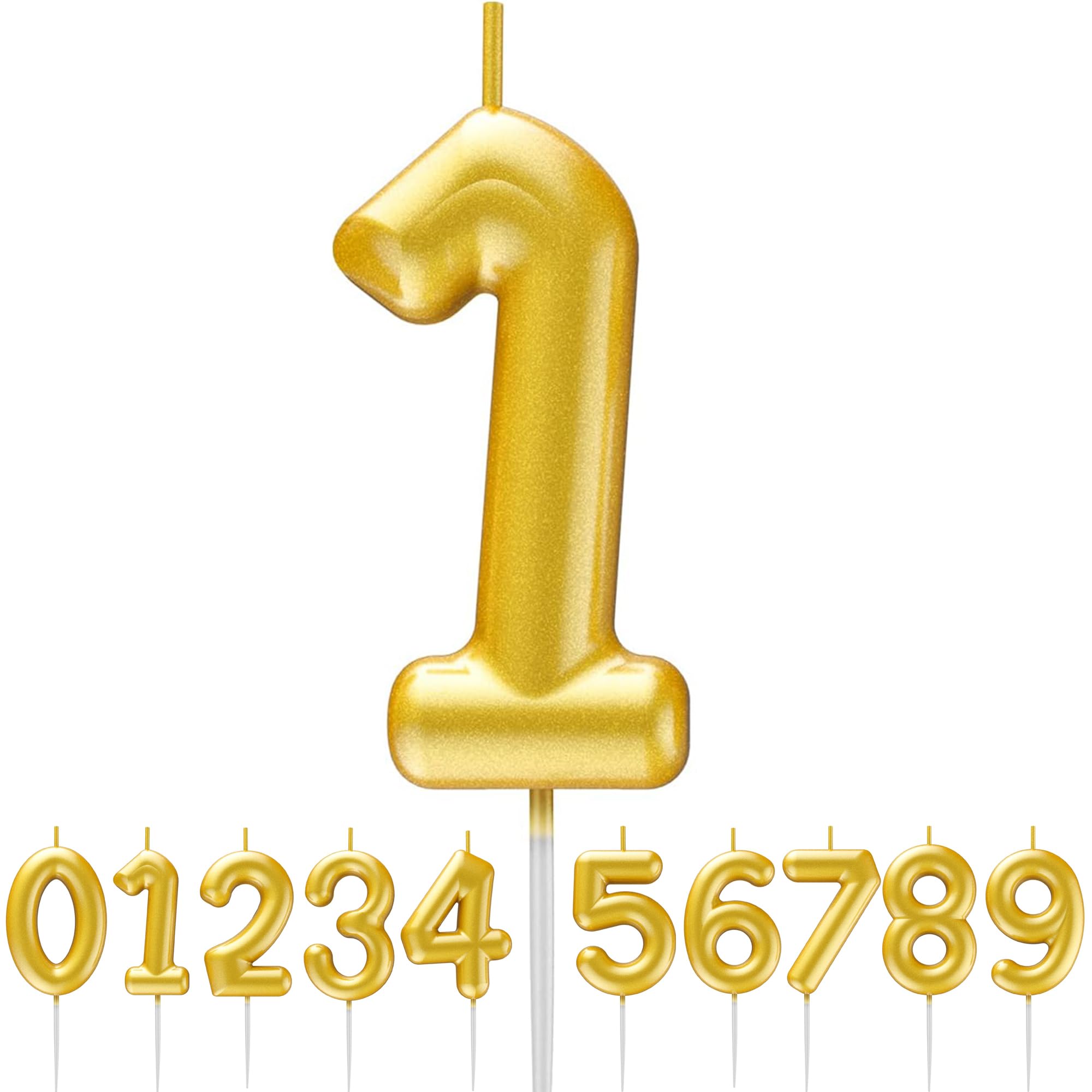 Gold Number Candle Happy Birthday 3D Number Candles for Birthday Cake Party Decoration Wedding Anniversary Celebration Supplies (Gold 1)