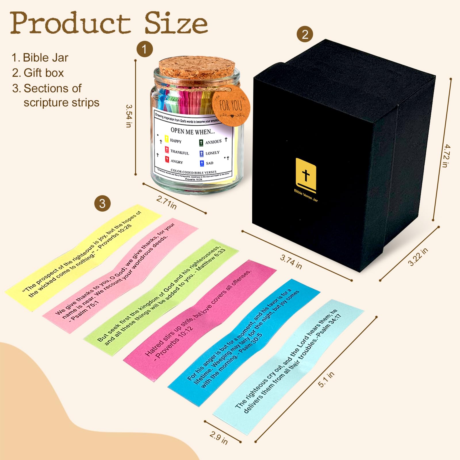 Craft Your Lab Bible Verse Jar - Mindfullness Christian Gifts for Men & Women, Gift Idea for Birthdays, Graduations, Baptisms, Mothers Day, Fathers Day (Gift Ready with Bookmark & Ribbon) - Image 3