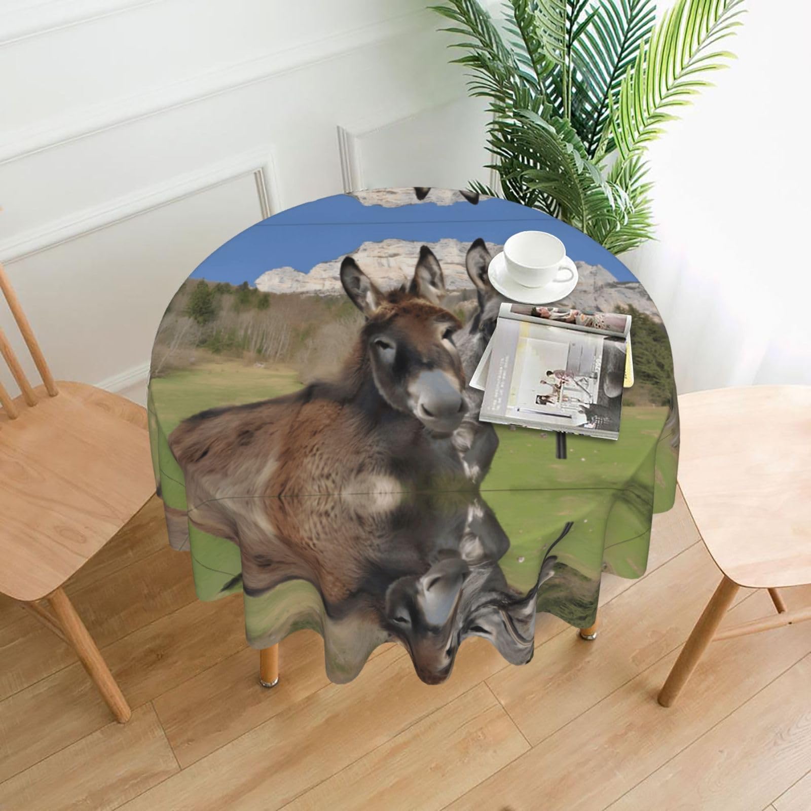 hhxvcv Funny Donkeys Round Tablecloth – Dining Table Cover