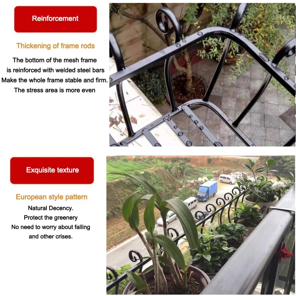 Wisząca donica na ogrodzenie, donica na balustradę, donica ścienna zewnętrzna, pogrubiona i wzmocniona, duża nośność, odpowiednia do parapetów, ścian, na zewnątrz (100 cm)