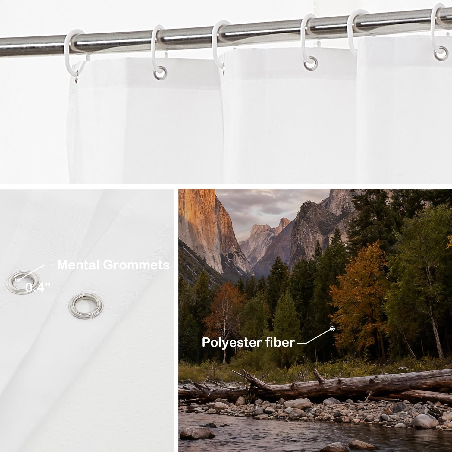 Batmerry Cortina de ducha con diseño de paisaje salvaje verde savia, hermosa decoración de baño de fibra de poliéster, anillos de plástico de secado rápido, impermeable, para bañeras/baño, 72 x 36