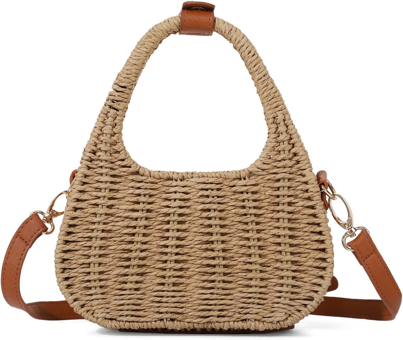 Emprier Summer Straw Crossbody Bags for Women Trendy Rattan Wicker Purses Summer Woven Vacation Handbags