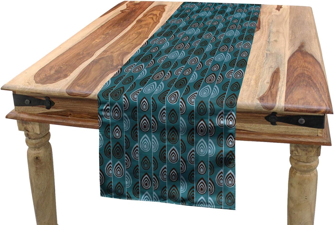 Ambesonne Mexican Table Runner, Vintage Pastel Toned Geometric Composition American Motifs, Dining Room Kitchen Rectangular Runner, 16" X 90", Pale Sea Green Coral Dark Coral