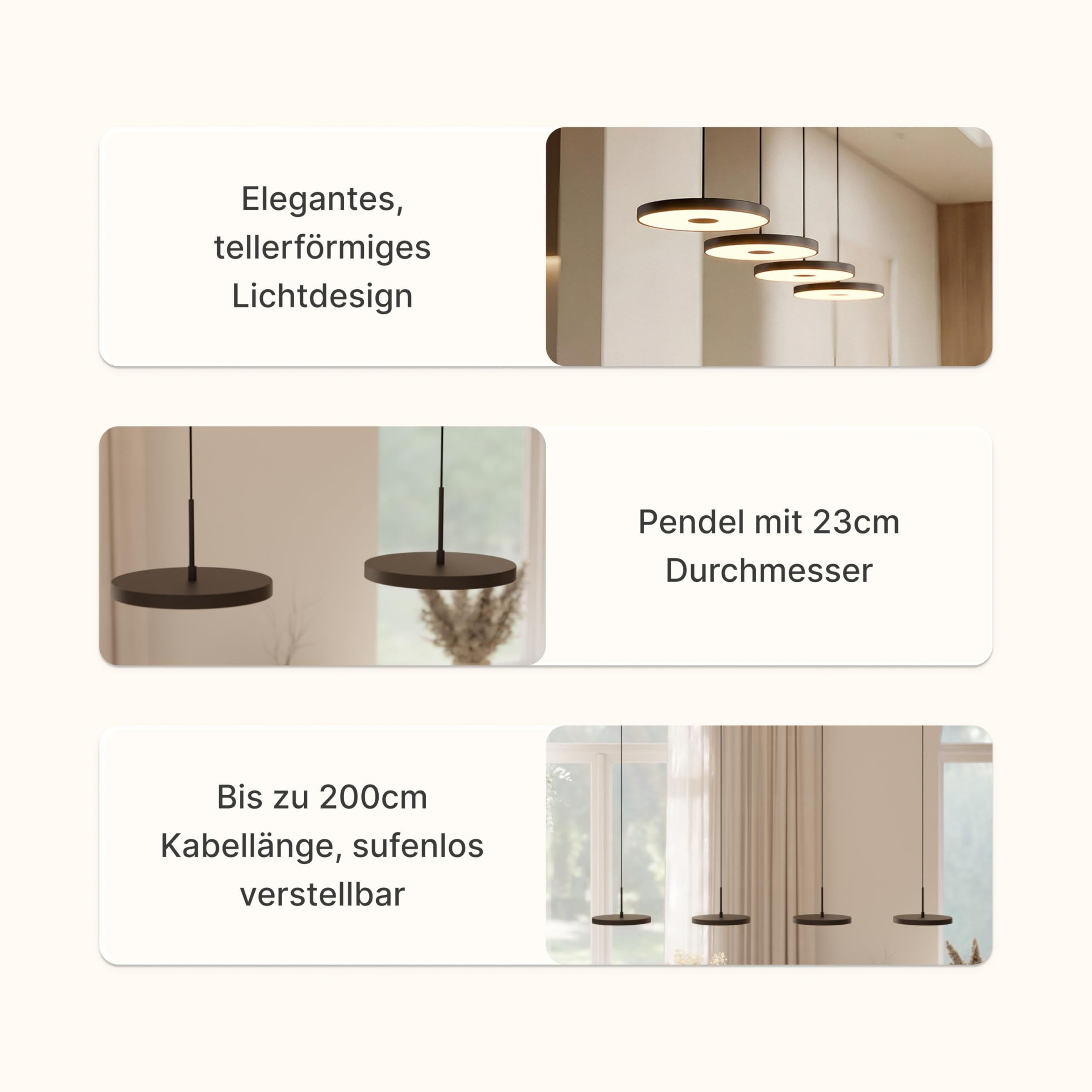Dimmbare Pendelleuchte 'Evanos', LED Deckenleuchte, moderne Hängelampe Esstisch Wohnzimmer Smart Home Alexa Google Home Tuya
