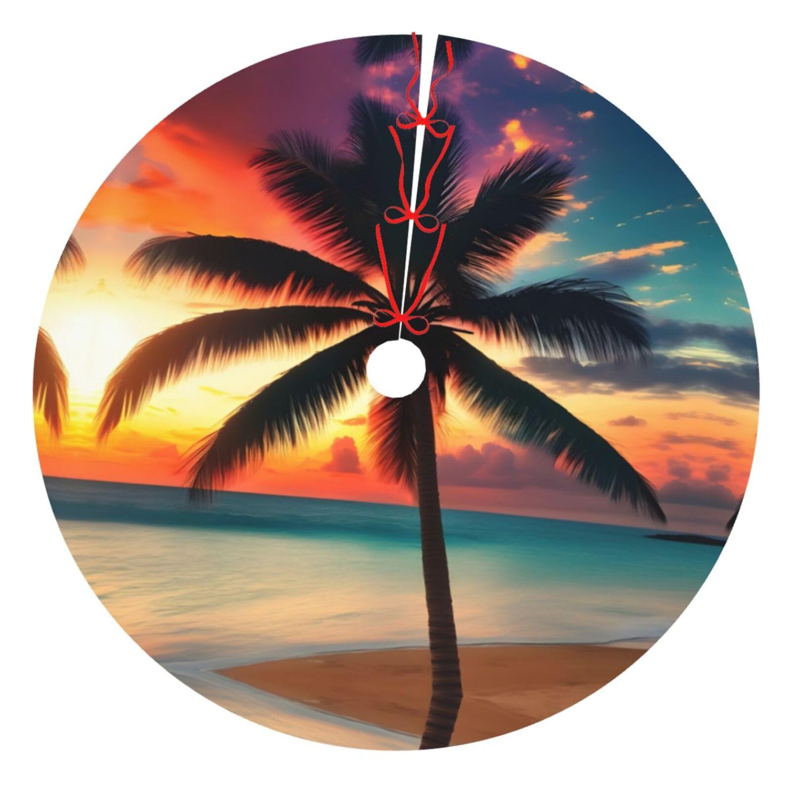Tapis de sapin de Noël jupe de sapin arbre vacances plage palmier