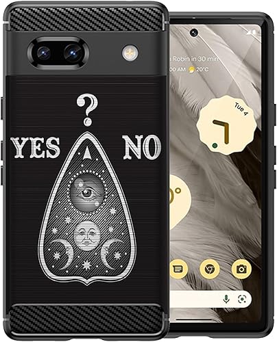 CasesOnDeck Slim TPU Case Compatible with Google Pixel 7A (2023)  Pixel 7A Case Flex Carbon Cool Ultra Thin Slim Black TPU - Ouija Yes No