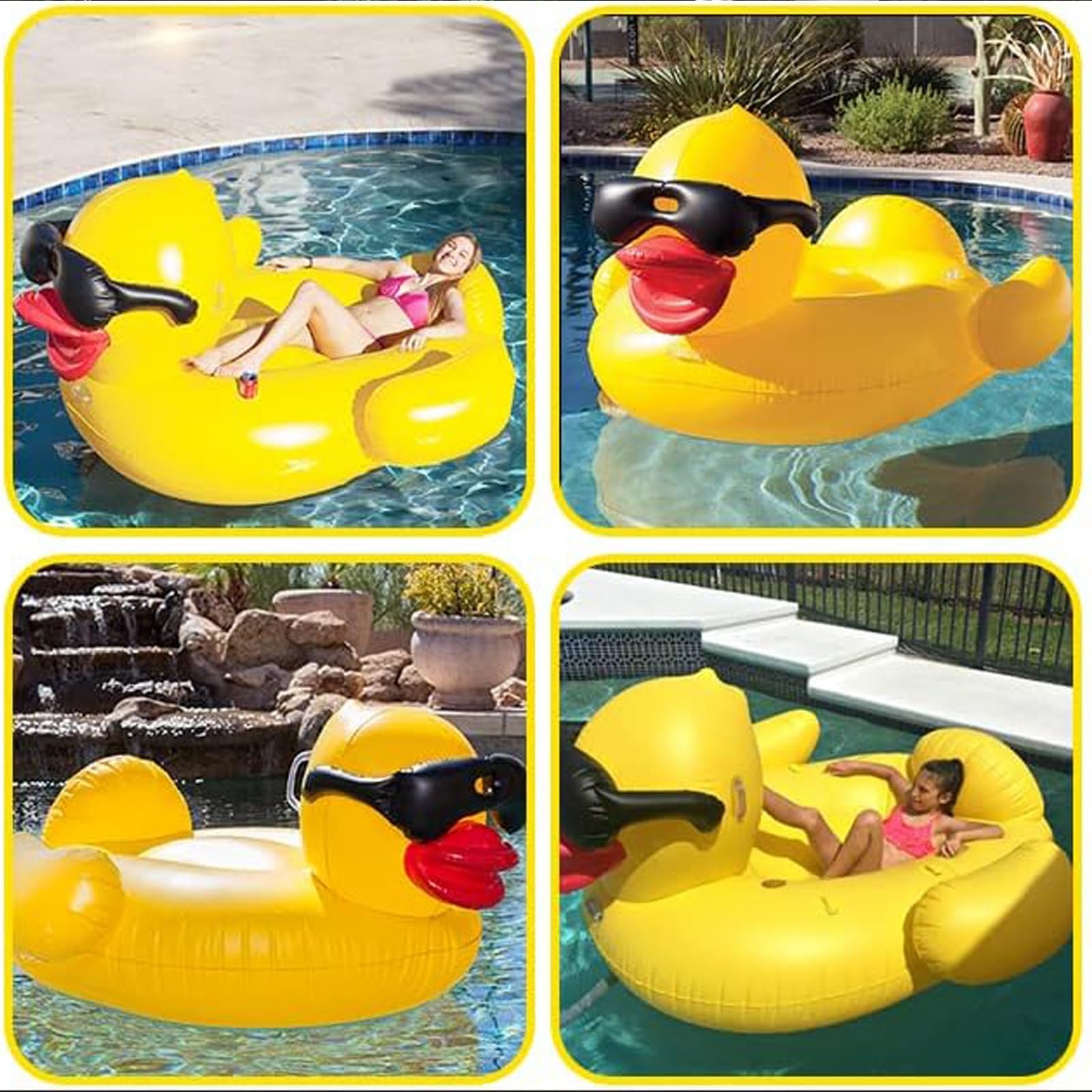 Matelas Gonflable Piscine, Matelas Pneumatique Piscine | Avec Poignée, en Forme de Canard, Esthétique et Originale, Idéale pour le lac ou la Mer