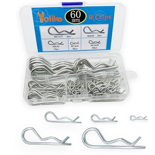 60 Pcs Hitch Pin Clip R Clips Retaining Pins Tractor Cotter Pin Hair Pin Assortment Spring Clip Retainer Pins Hitch Keeper Pins Kit for Dolly Pins/Trailer Pin Clips/Hand Ttruck Pin Replacement