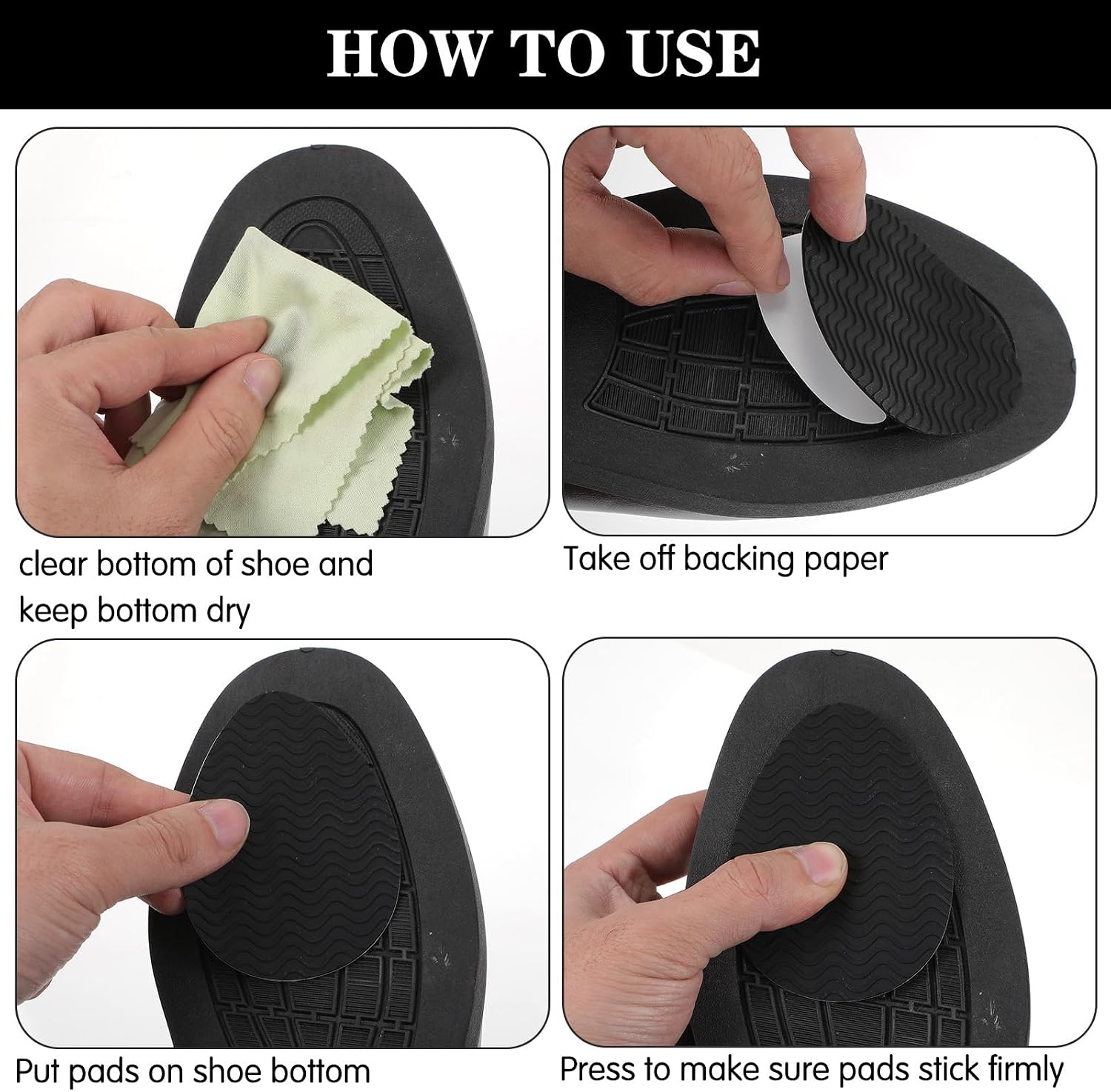 Shoe Grips on Bottom of Shoes 4 Pairs Sole Protector Non Slip Pads Anti Grips Heel Noise Stopper for Protector Heels Rubber Soles Repair Sneakers Patches Noise Reduction Non-Slip Protectors for Shoes