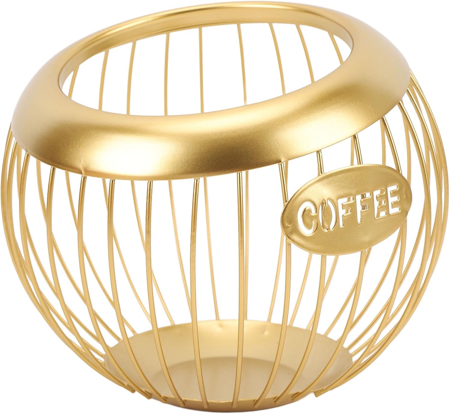 Metal Coffee Pod Holder, Large Capacity Wire Rack for Keurig Compatible Machines, Countertop Organizer, Compact Iron Design (Gold)