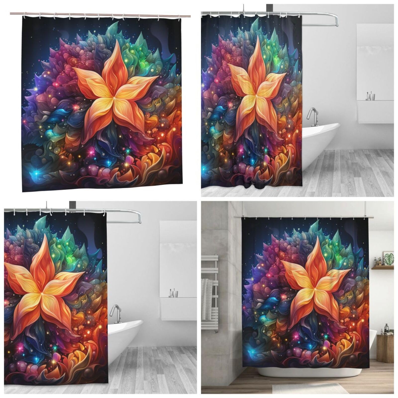 Rideau de bain en polyester imprimé fleurs pour transformer votre douche en oasis de détente colorée
