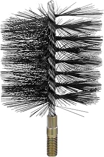 RattanView 4 Inch Double Spiral Flue Brush Round Chimney Cleaning Brush with 1/4" Npt Fitting for Chimneys Stove Pipes Cleaning Accessories