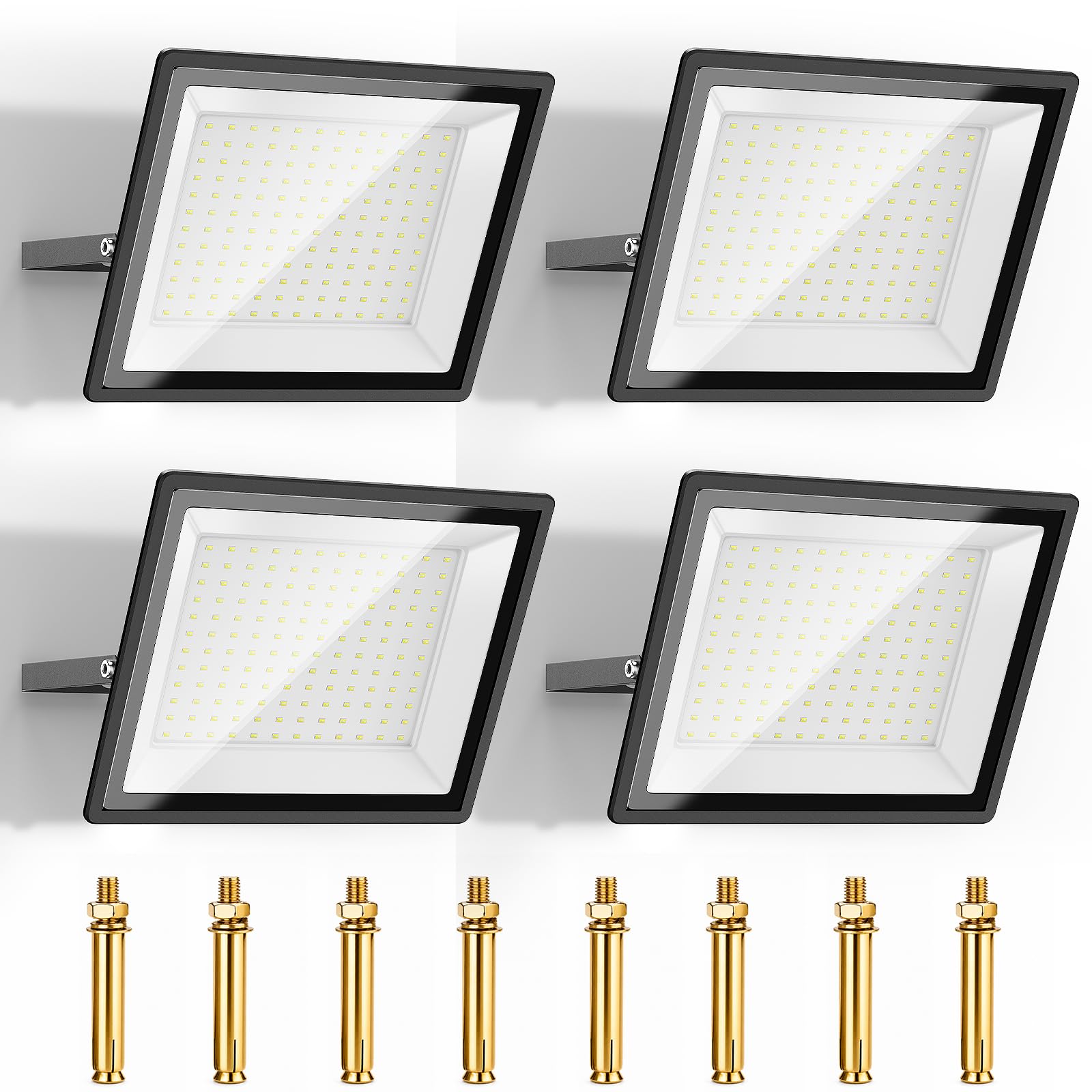 Glostars Lot de 4 spots LED d'extérieur 150 W 16500 lm 6500 K