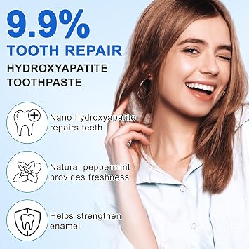 Hydroxyapatite Toothpaste, 2 Pack Fluoride Free Nano Hydroxyapatite Toothpaste for Strengthening Enamel, Peppermint