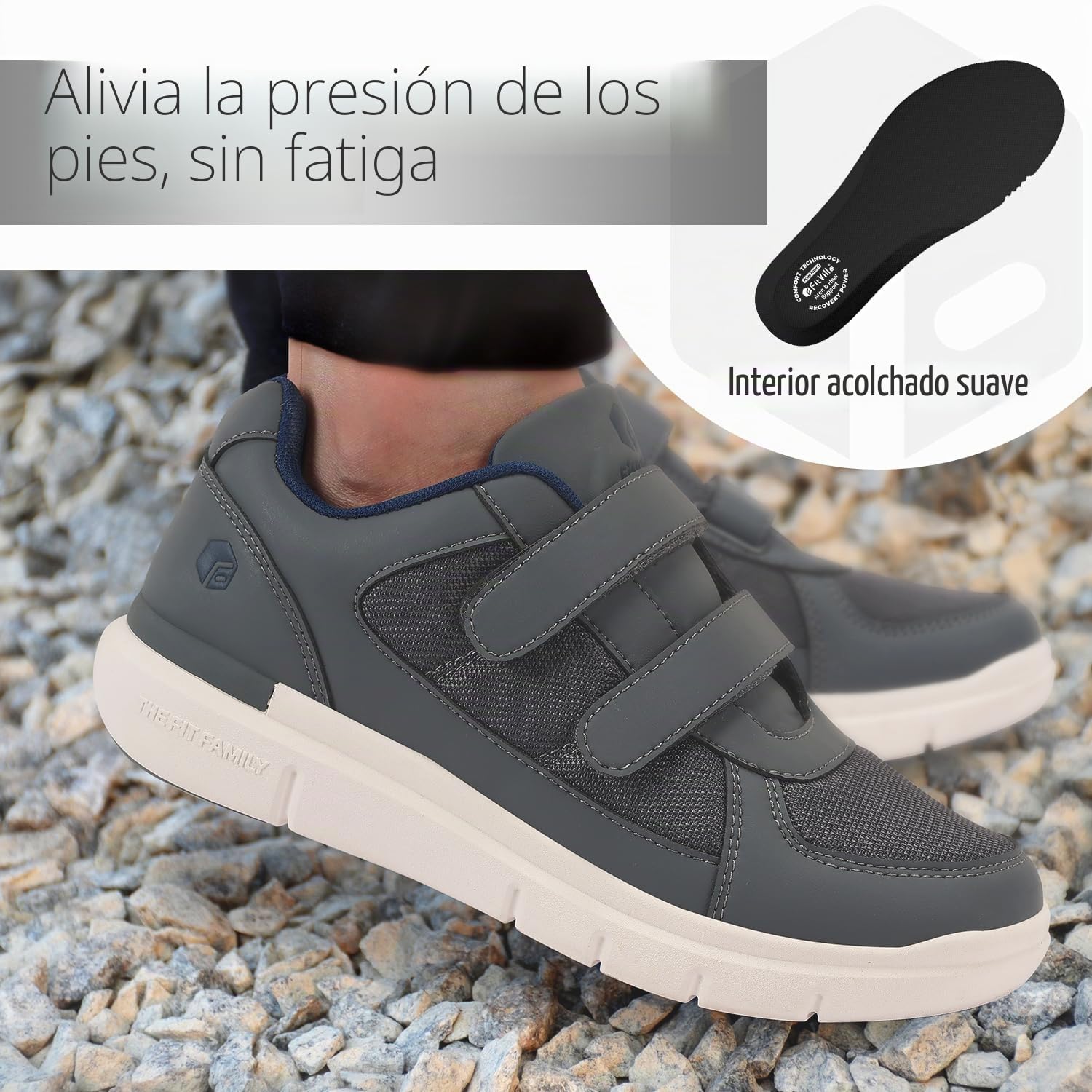 FitVille Zapatos para Hombre Zapatos Anchos Especiales para Pies Sensibles Cómodas Zapatillas Ajustables
