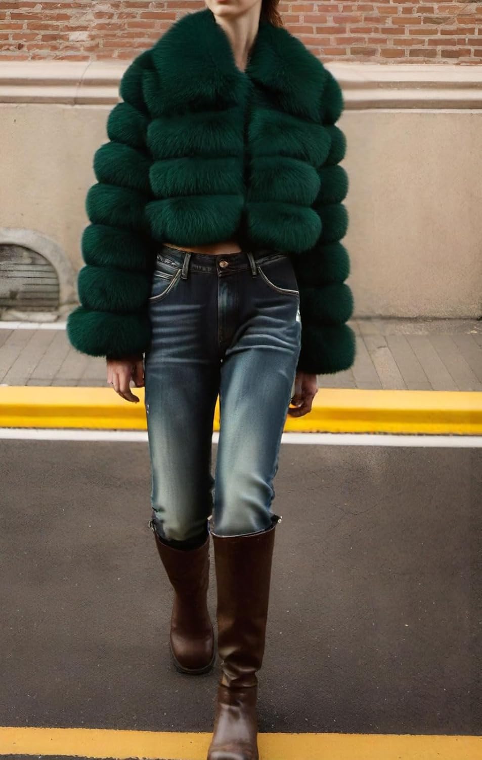 loveimgs Women Fluffy Faux Fur Coat Cropped Jacket Puffer Jacket Zip Up Winter Warm Fuzzy Teddy Jacket - Image 3