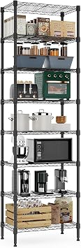 M MZG 8 Tier 2000 lbs Storage Rack Metal Wire Shelving Unit, Storage Standing Shelf Organizer for Laundry Bathroom Kitchen Pantry Closet Garage Basement Utility Room, Black 13.8" D x 23.6" W x 79.5" H