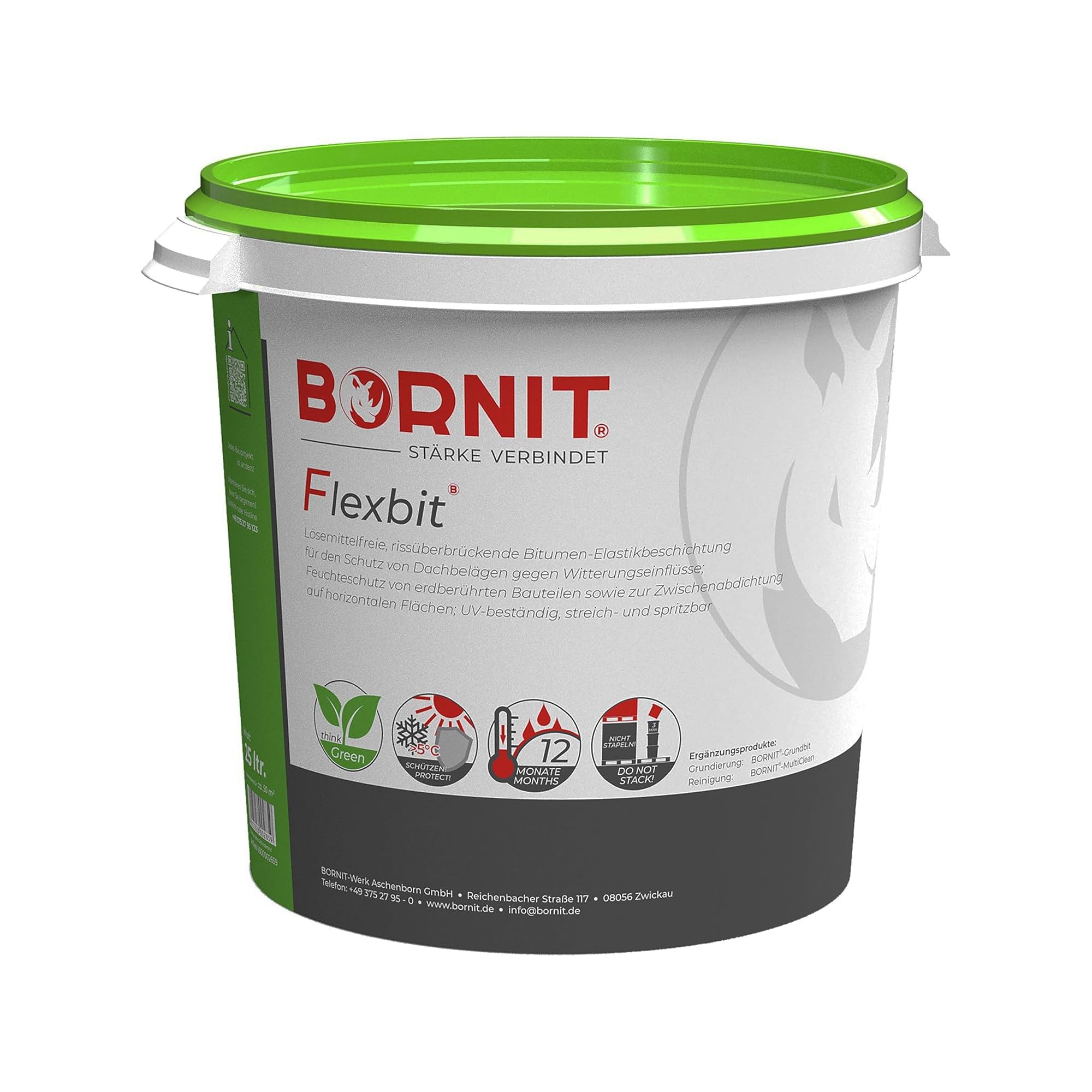 BORNIT Flexbit Bitumen Dichtmasse wasserdicht Dachabdichtung flüssig 25L Carport Garagendach Flachdachabdichtung