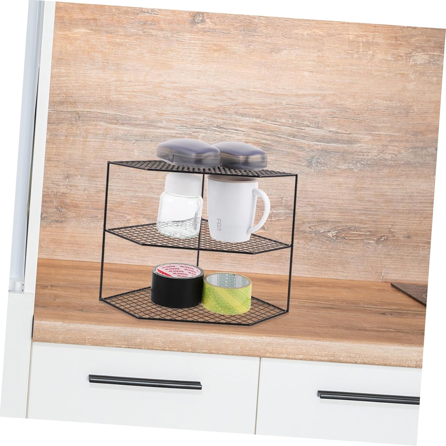 Zerodeko Kitchen Countertop Organizer Multi Functional Corner Shelf for Spice Pot Bathroom Storage Space Saving Design for Kitchen and Bathroom Essentials Three Rack
