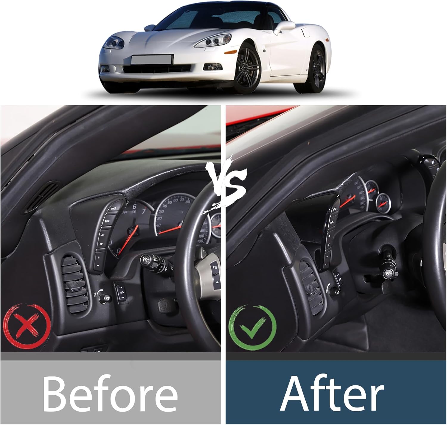 Lcojicep Car Both Sides Dashboard Button Switch Interior Trim Cover Compatible with Chevrolet Corvette C6 2005-2013 ，Side Speedometer Dashboard Multi-Function Button Frame Cover (Piano Black)