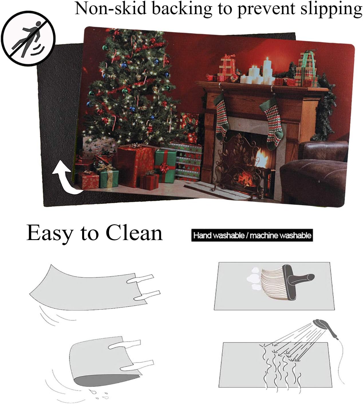 E-view Decorative Indoor/Outdoor Rubber Back Entry Way Doormat for Patio, Front Door, All Weather Exterior Doors Christmas Holiday Doormat (Color-Chritmas Gift)
