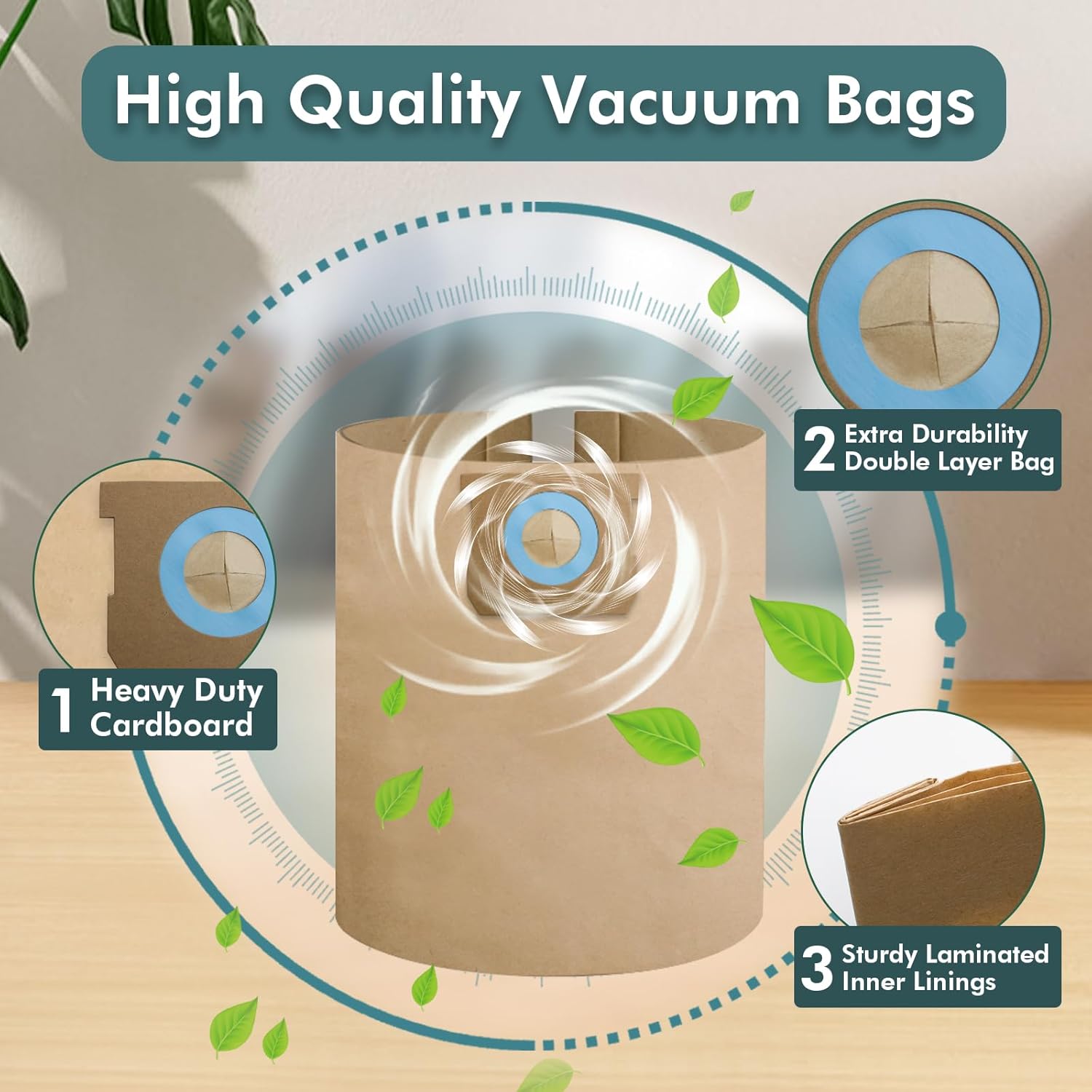 15 Pack DXVA19-4104 Vacuum Bags Compatible With DEWALT 5-8 Gallon Wet/Dry Vacuums, Dust Disposable Collection Bag DXV05P, DXV05S, DXV06PL, DXV08S, DXV08SL, DXV08SA