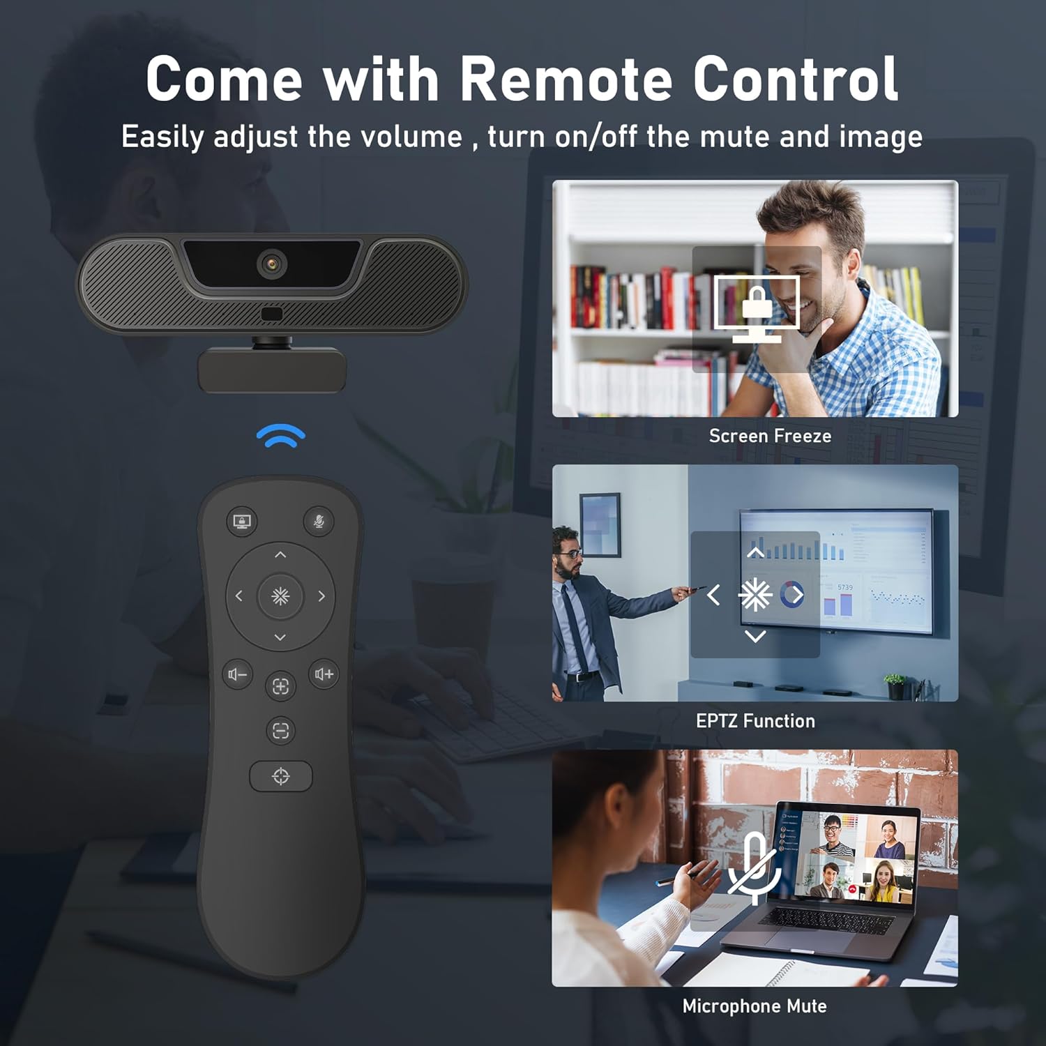 saylas 4K Webcam with Microphone and Speaker, Wide Angle 112°, Remote Control, Autofocus, Digital Zoom, Privacy Cover, Plug & Play Web Streaming Camera for Computer, USB Webcam for Pc