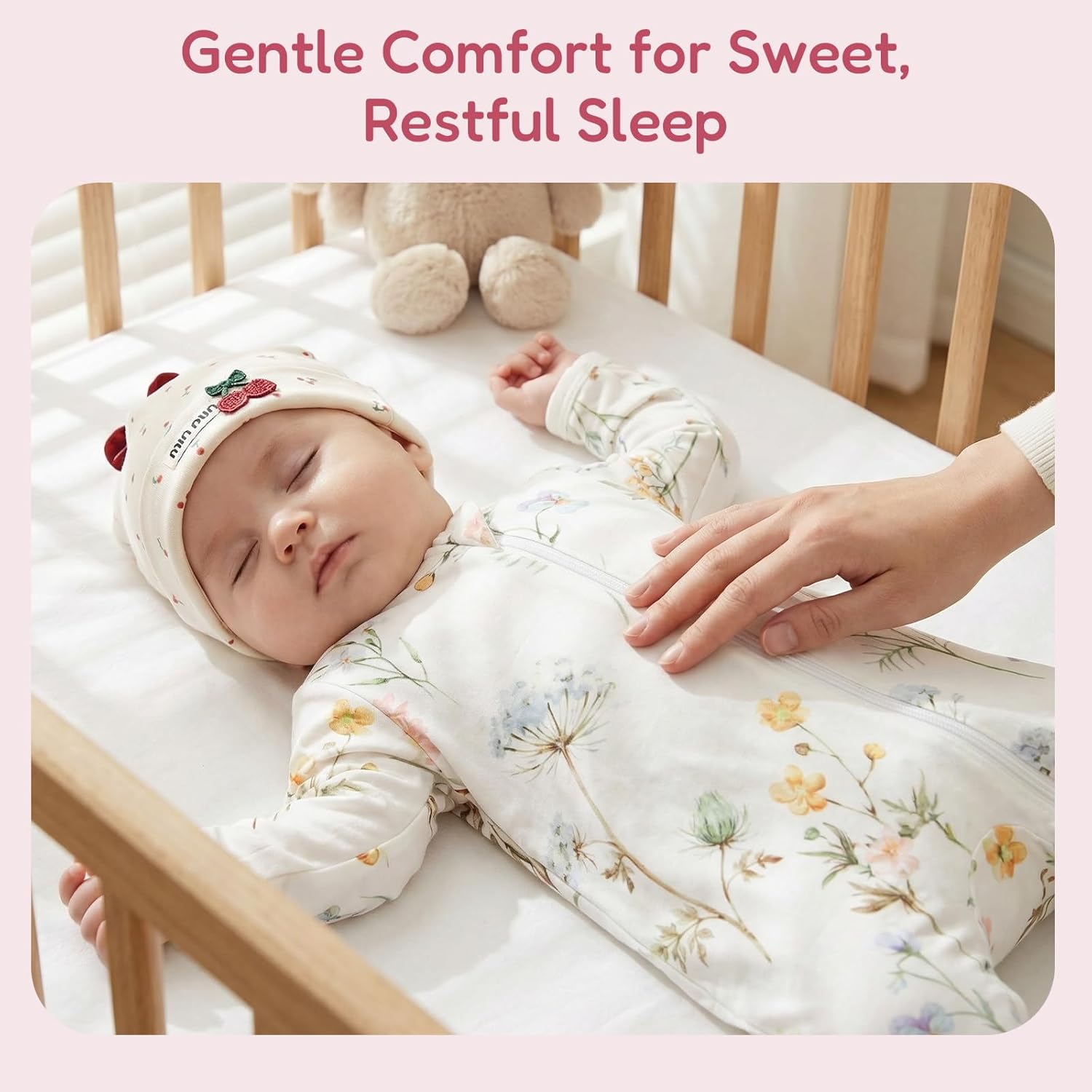 Baby Boys'& Girls'Soft Zipper Footed One-Piece Romper and Hat Sleeper Set, Newborn Zip-Up Coverall