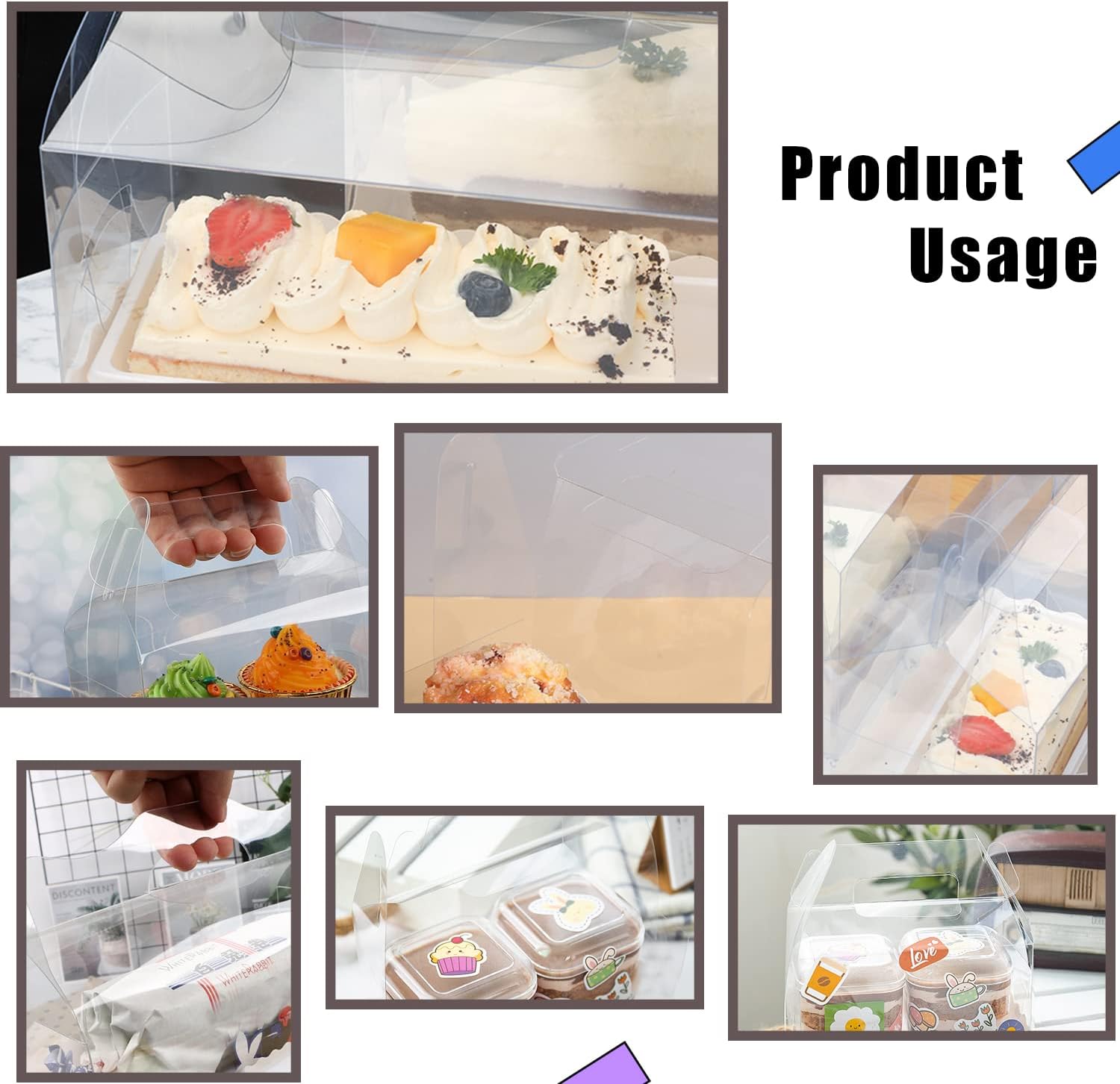 Clear Gable Bakery Boxes with Cardboard, Candy Treat Box