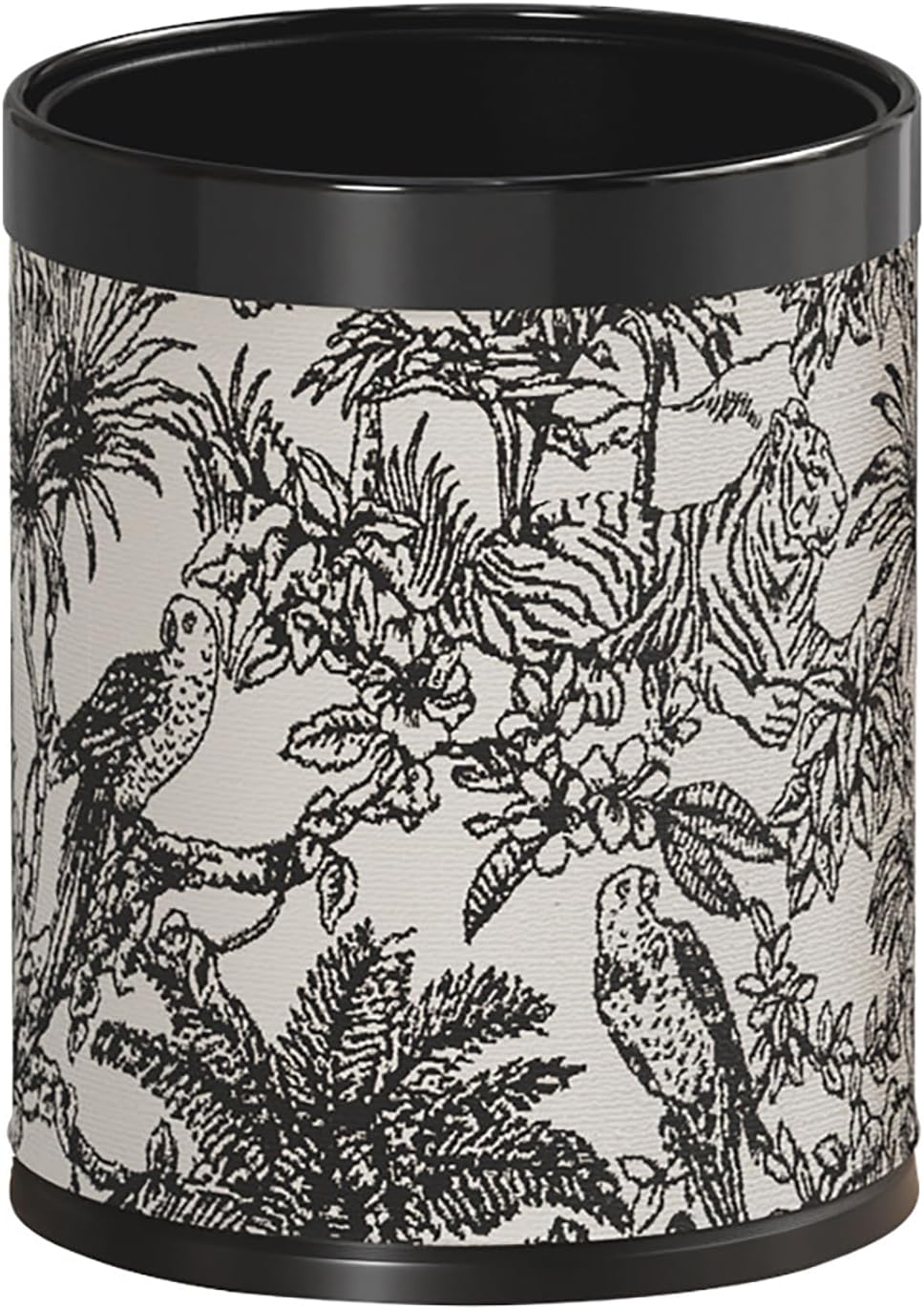 Trash Can Luxury Double Layer Leather with Stainless Steel Ring Metal Waste bin 10L Garbage Container Dustbin case for Hotel Office (Vintage)