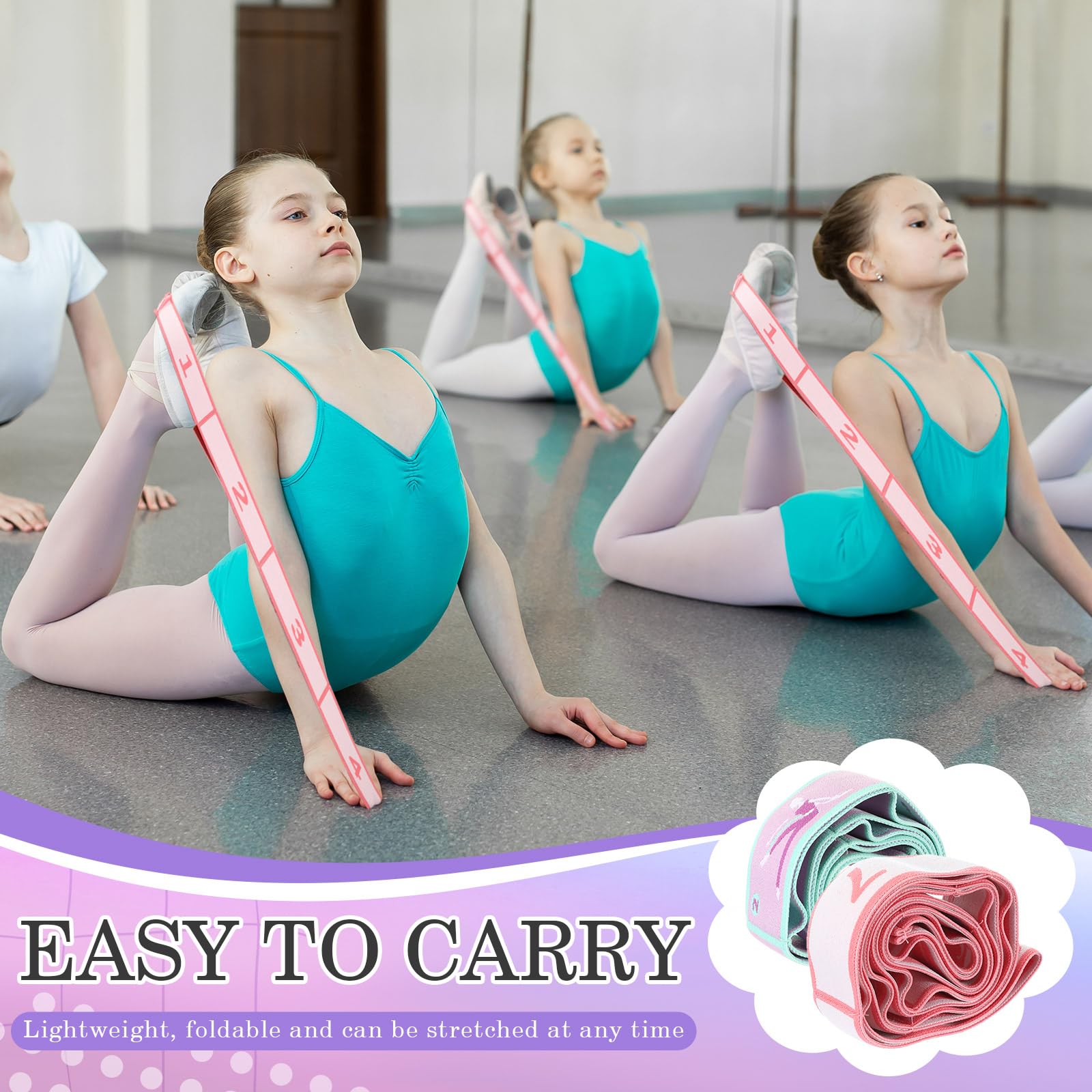 Correa elástica para niños, banda elástica de danza con 8 bucles, bandas de resistencia para entrenamiento de ejercicio, para niños, cosas de baile, ballet, pilates, yoga, equipo de gimnasia